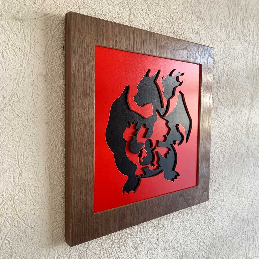 Cuadro Evolución Pokémon de Silueta Charizard para Pared en Capas