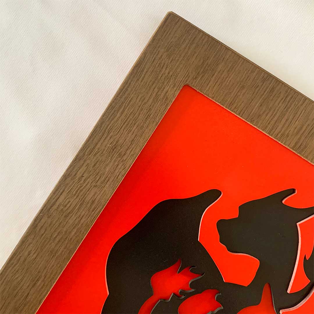 Cuadro Evolución Pokémon de Silueta Charizard para Pared en Capas