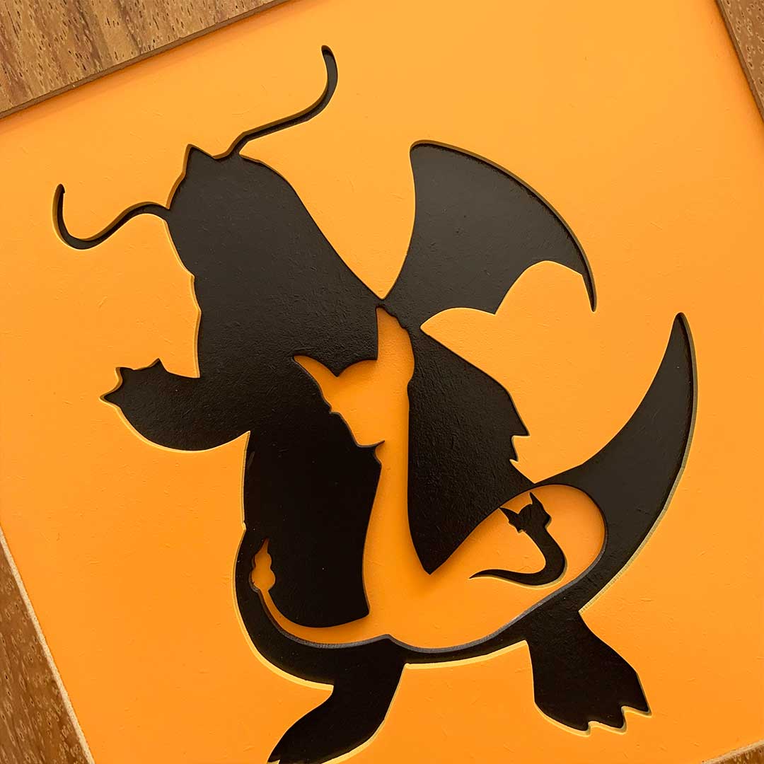 Cuadro Evolución Pokémon de Silueta Dragonite para Pared en Capas