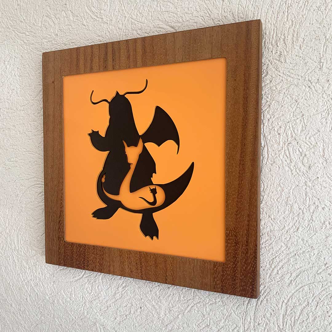 Cuadro Evolución Pokémon de Silueta Dragonite para Pared en Capas