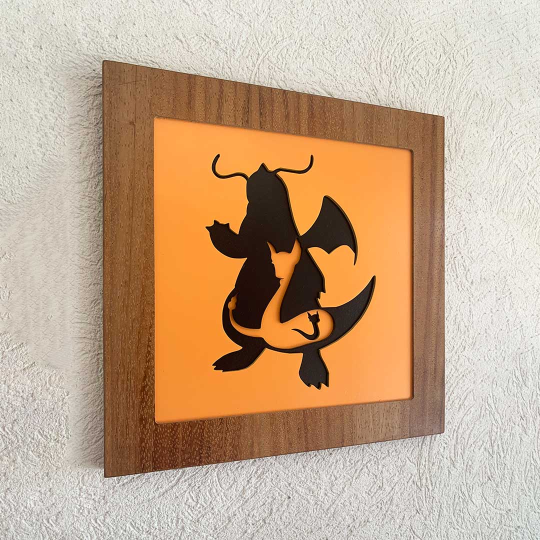 Cuadro Evolución Pokémon de Silueta Dragonite para Pared en Capas