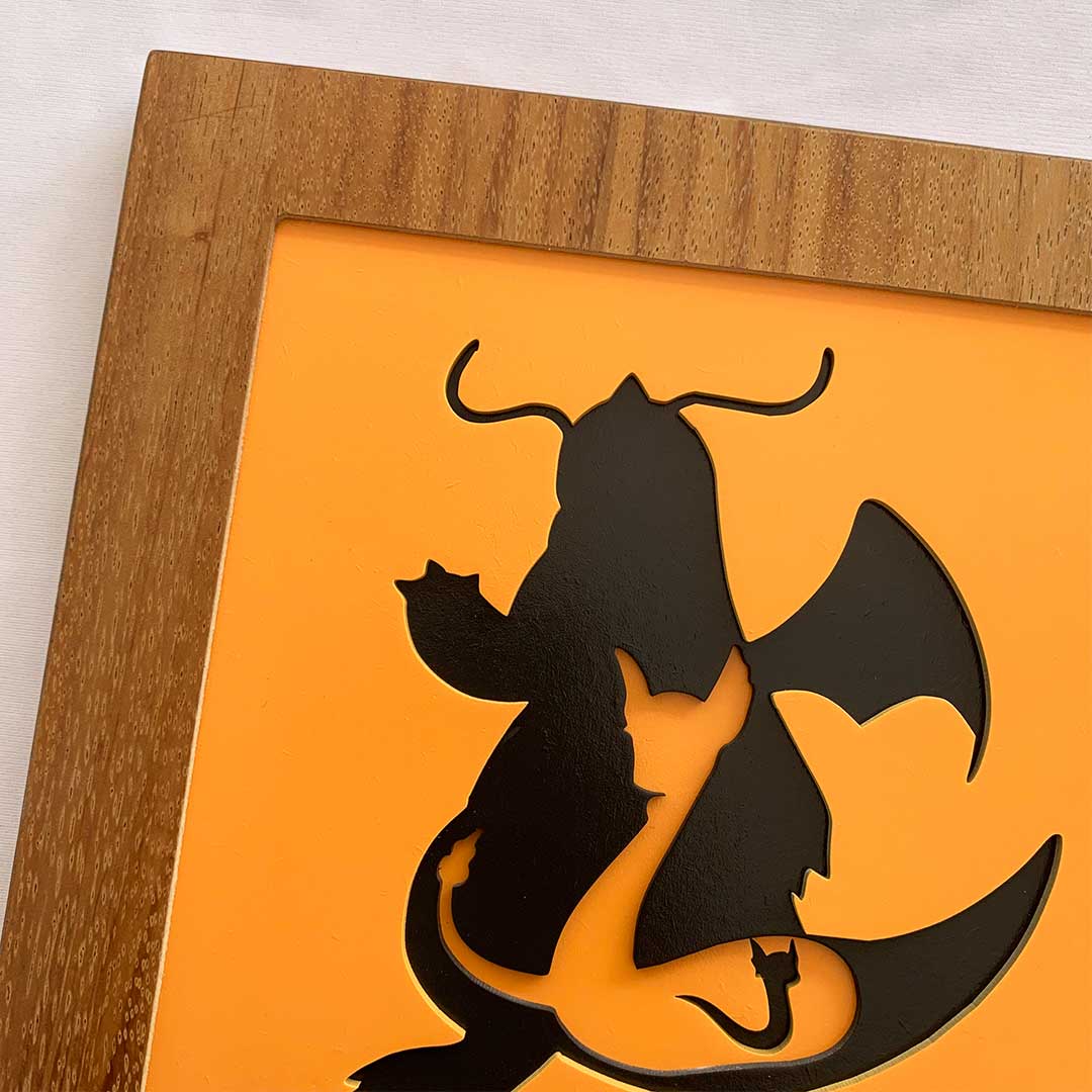 Cuadro Evolución Pokémon de Silueta Dragonite para Pared en Capas