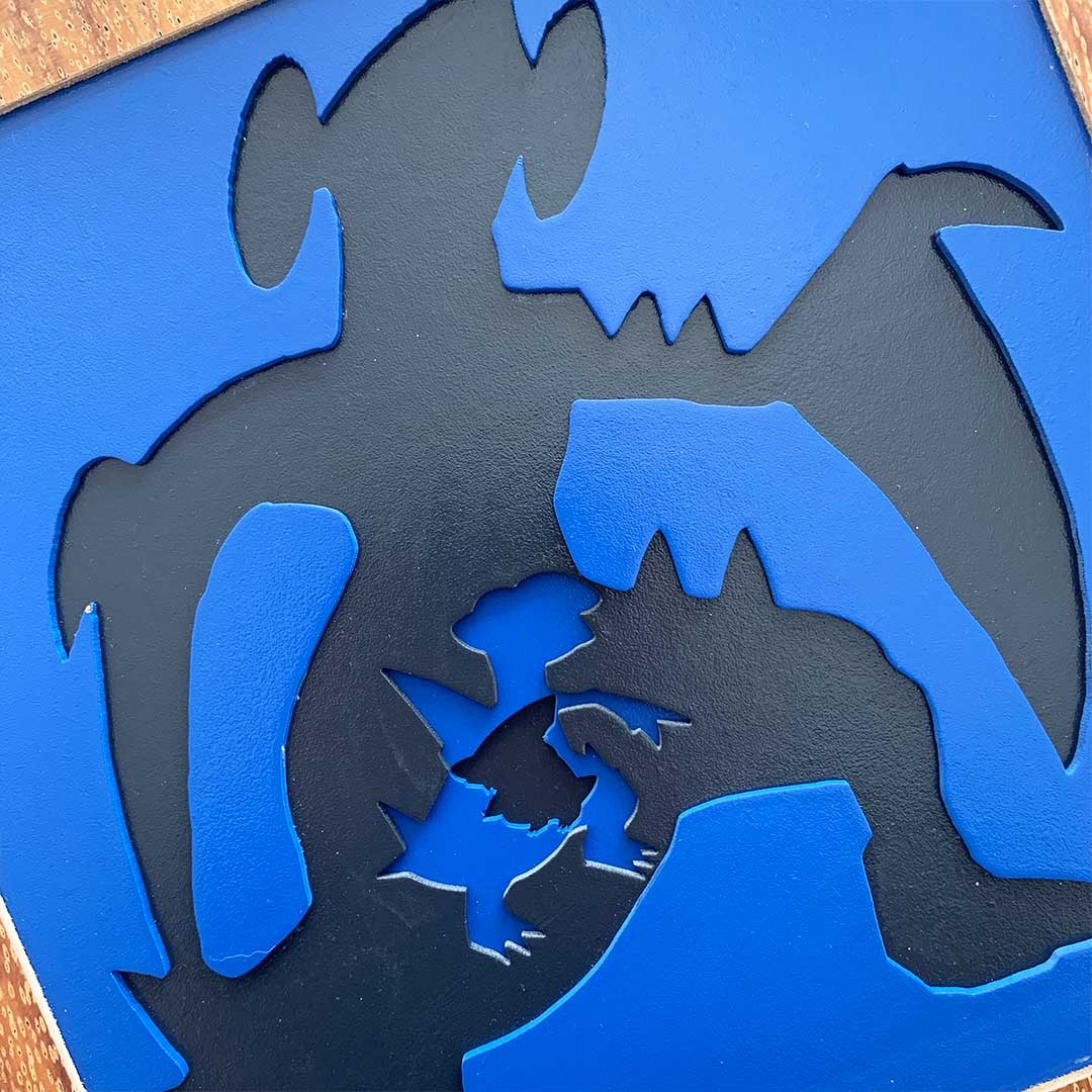 Cuadro Evolución Pokémon de Silueta Garchomp para Pared en Capas
