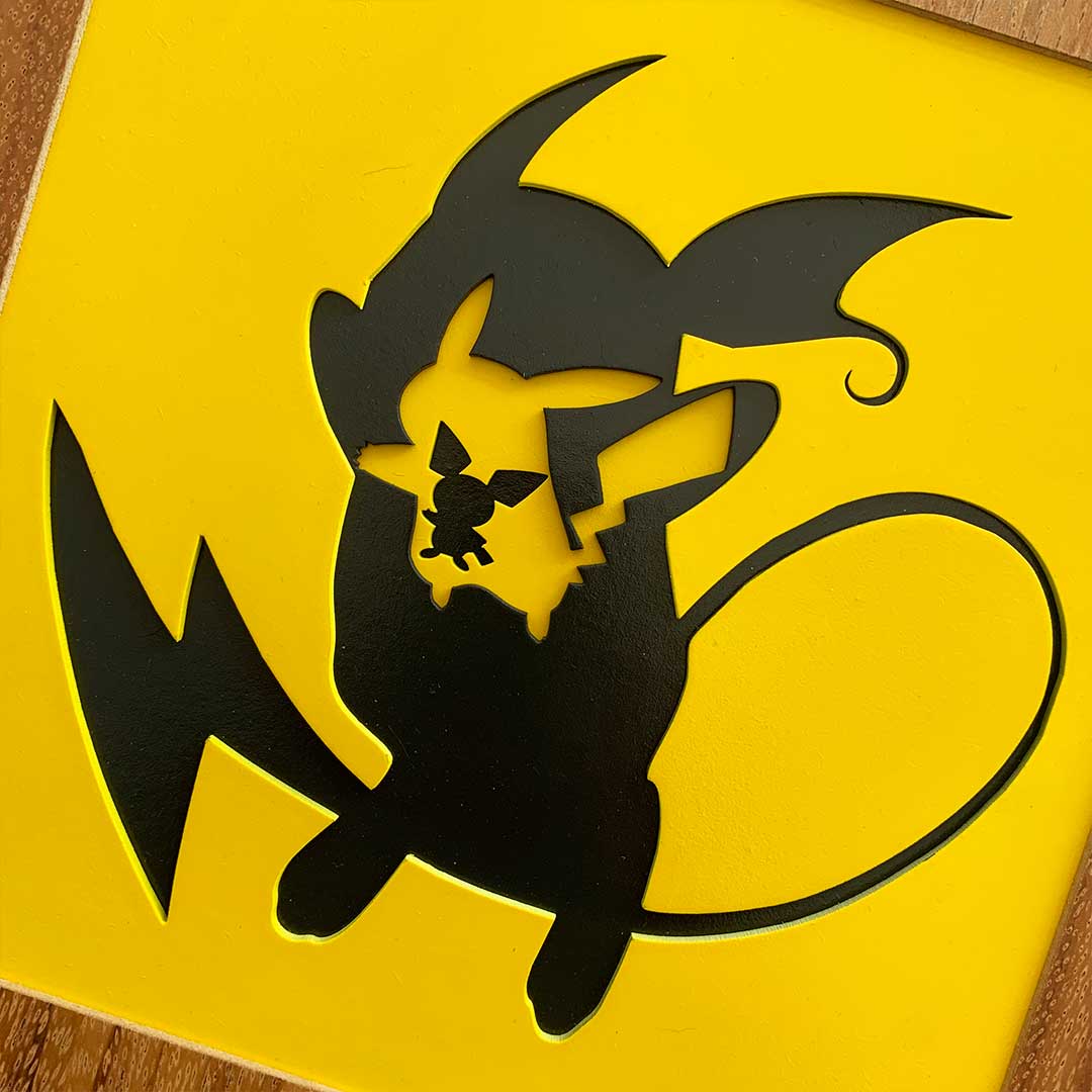 Cuadro Evolución Pokémon de Silueta Pikachu para Pared en Capas