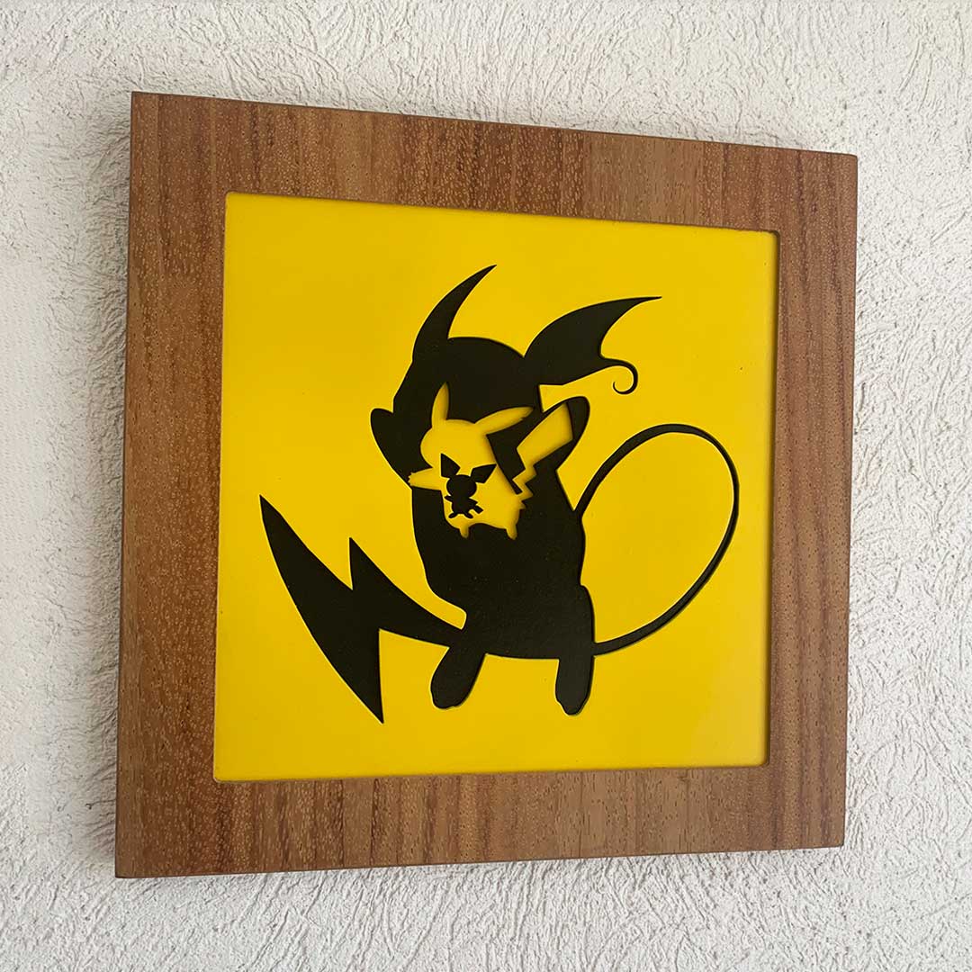 Cuadro Evolución Pokémon de Silueta Pikachu para Pared en Capas