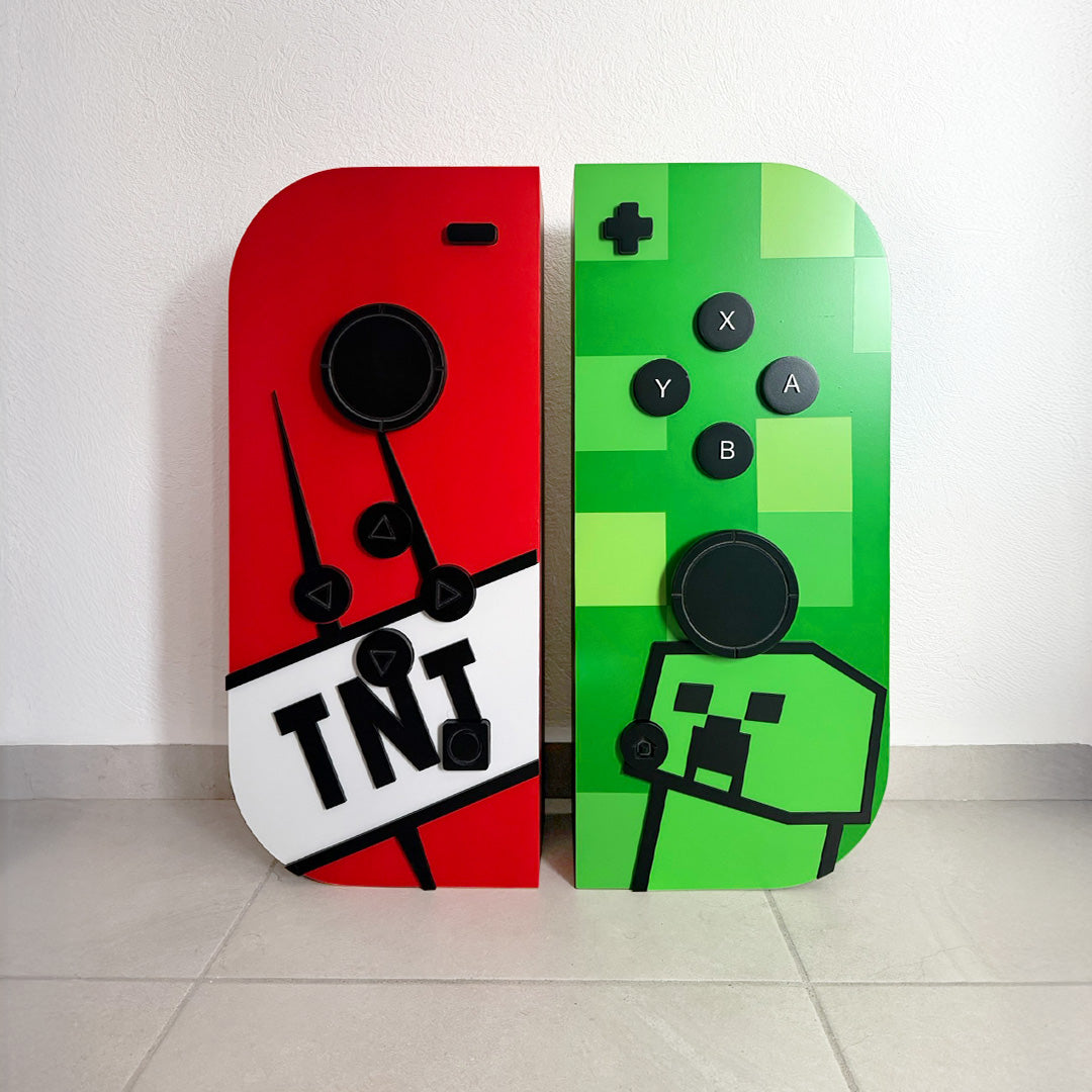 Repisas JoyCon Nintendo Switch TV inspiradas en el universo de Minecraft.